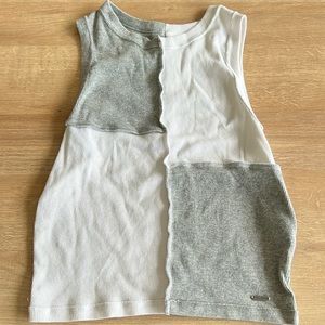 hollister gray and white patchwork tank